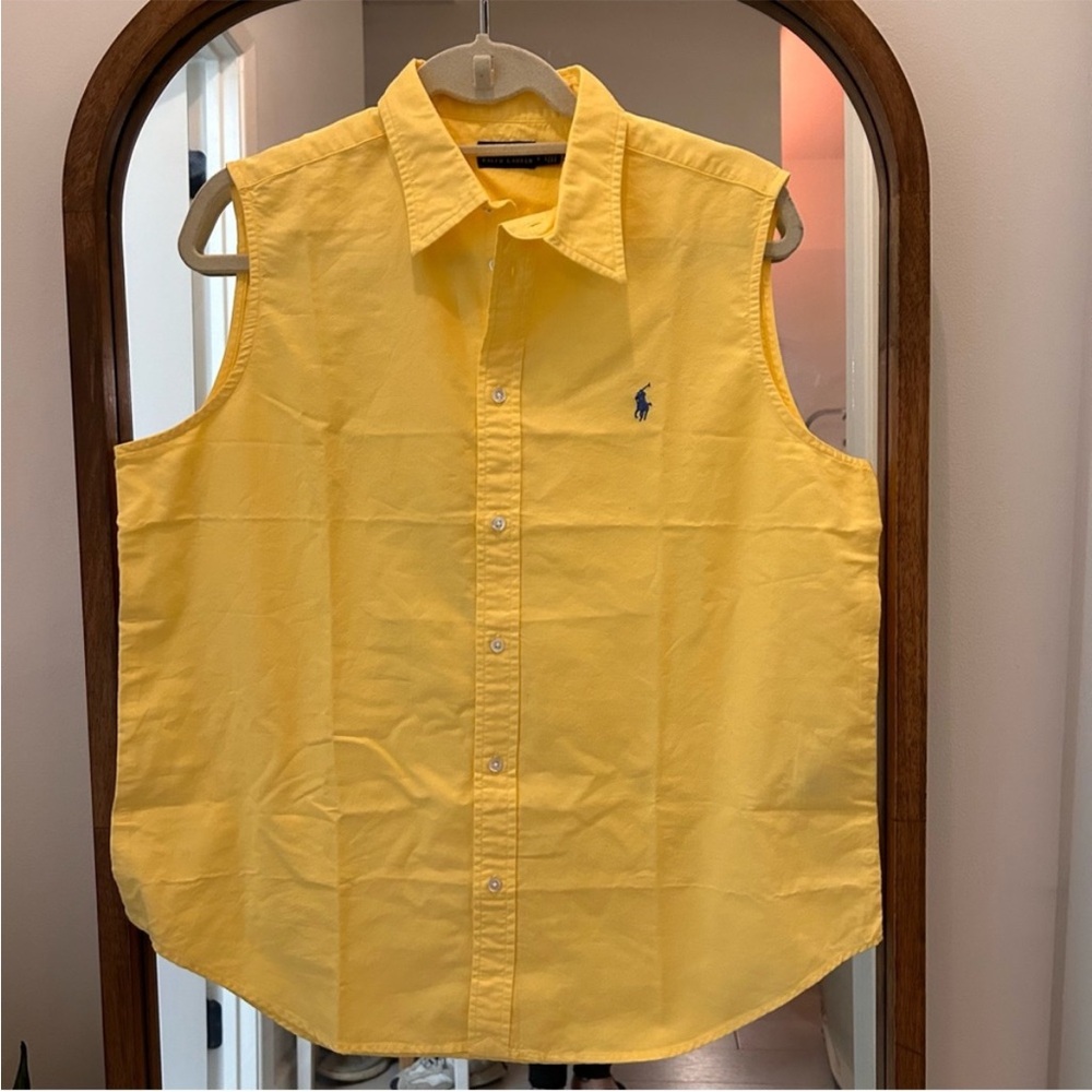 SOLD - Polo Ralph Lauren Yellow Sleeveless Collar Button Up